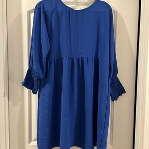 Women's Royal Blue Smocked Sleeve Dress